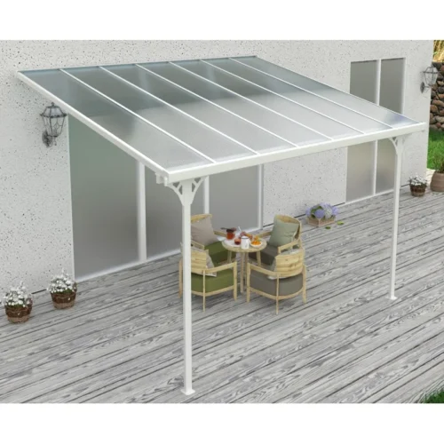 Verstelbare terrasoverkapping in wit gelakt aluminium 3,05×4,36m X-METAL