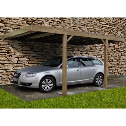 Lobito aangebouwde houten carport plat dak 15 m²